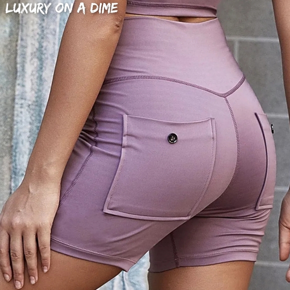 Pants - High Rise Wide Waistband Athletic Back Pocket Yoga Activewear Biker Shorts